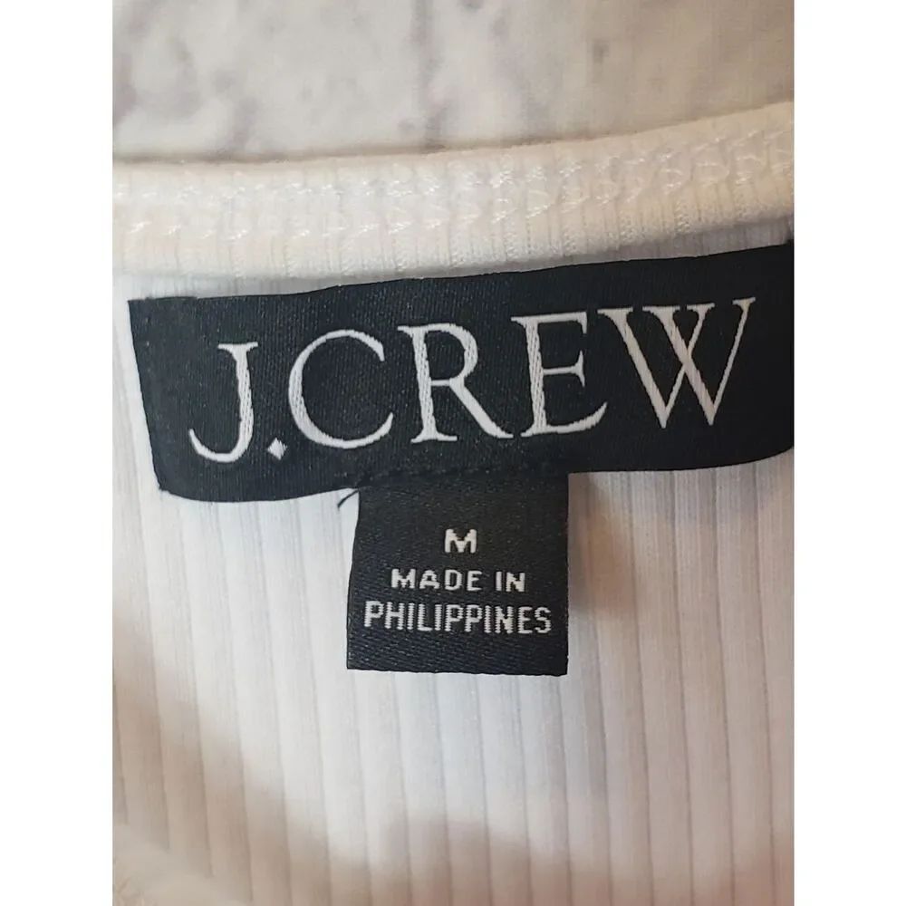 J. CREW White Ribbed Ruffle Tank Top Medium - Picture 3 of 7